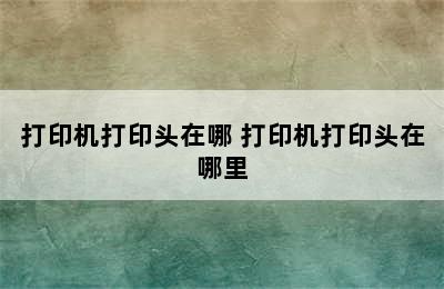 打印机打印头在哪 打印机打印头在哪里